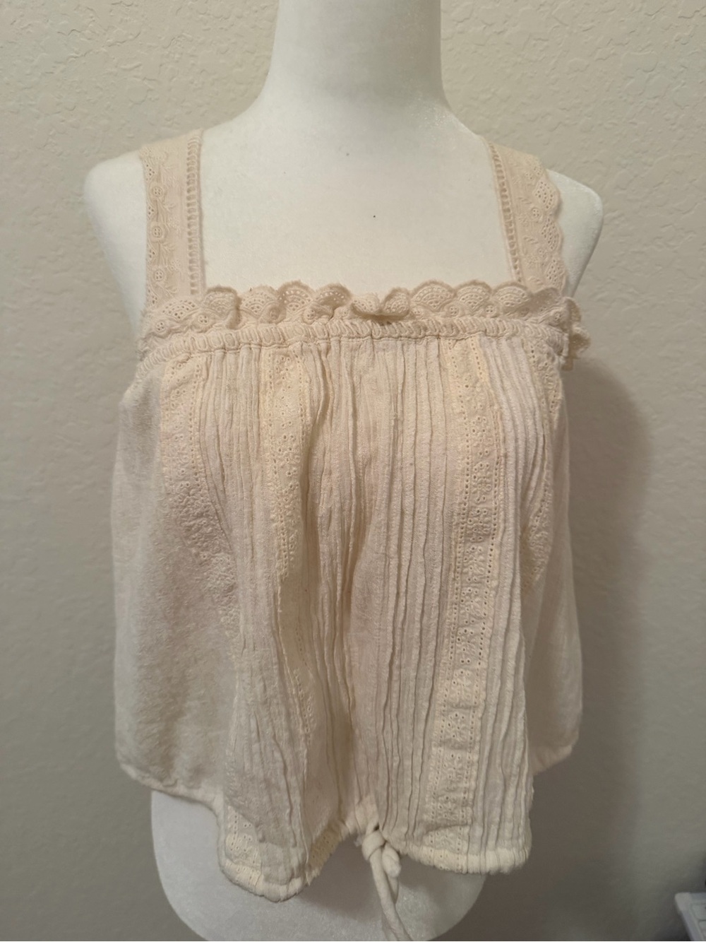 Free People Lace-Trim Square Neck Tank